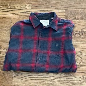 Men’s large button up shirt read and navy